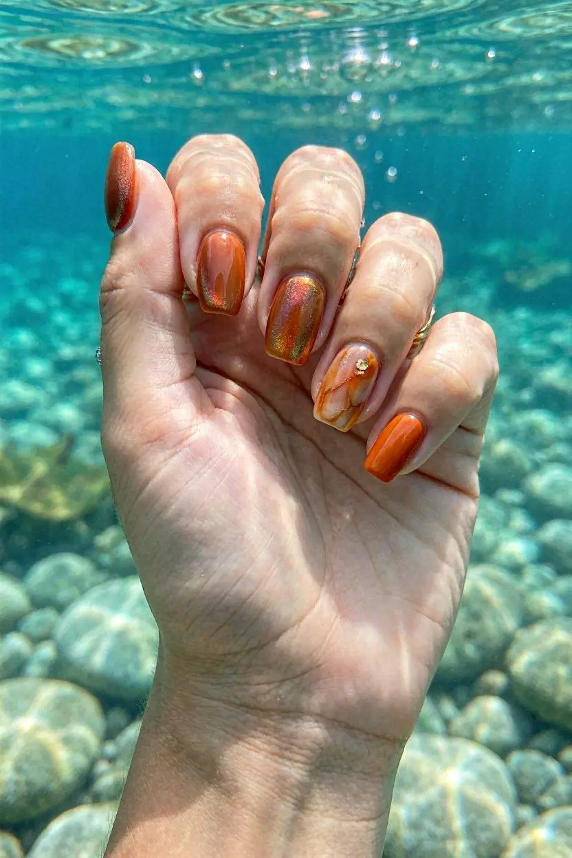 social media orange nail designs
