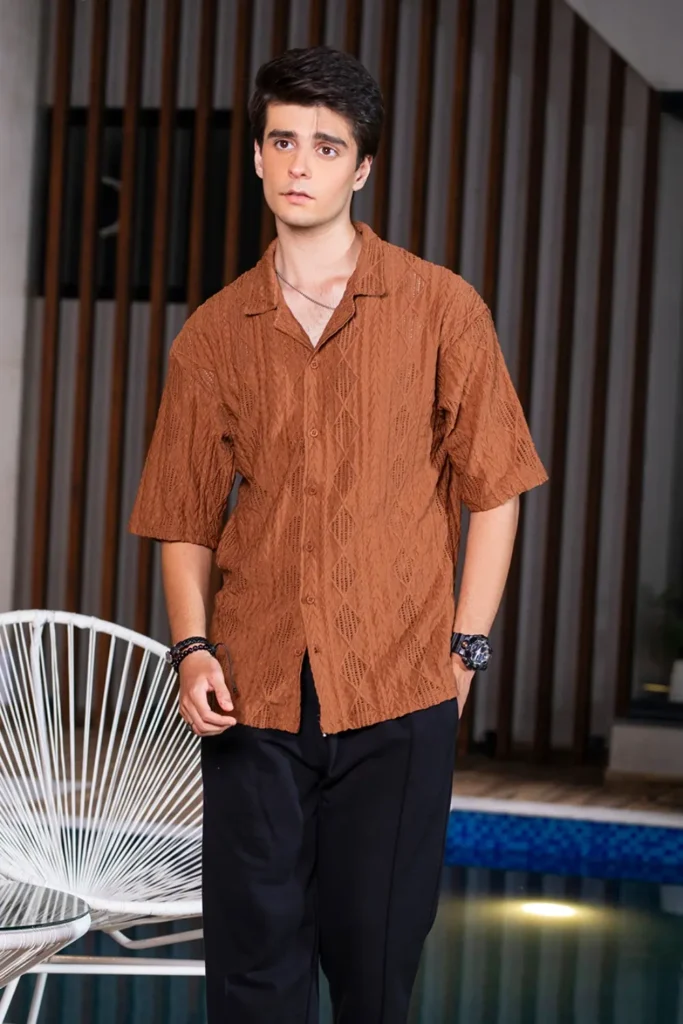 Added Texture Dress For Skinny Man