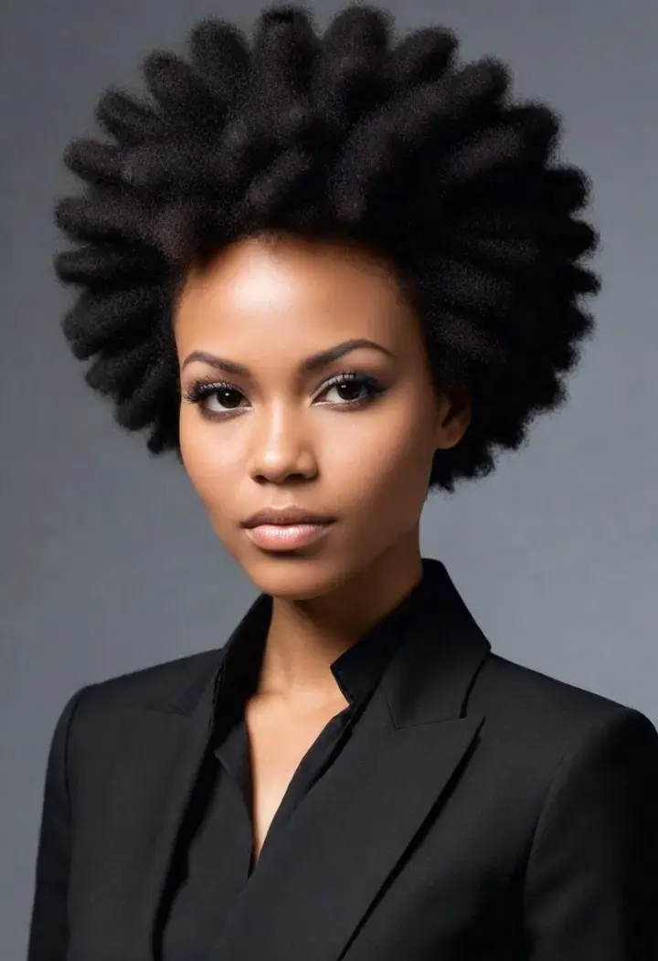 Asymmetrical Afro hairstyle for black women