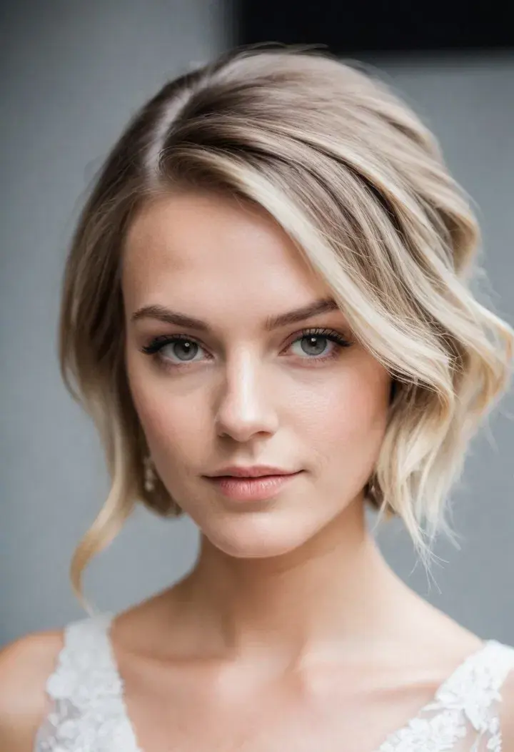 Asymmetrical Lob Wedding Hairstyle