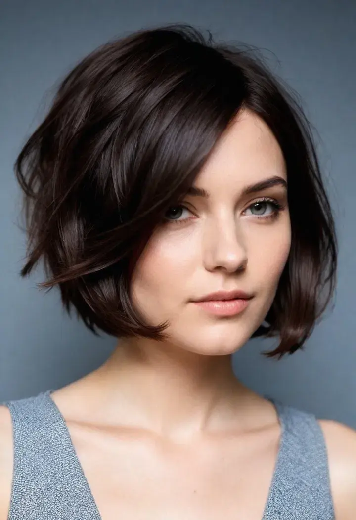 Asymmetrical Wavy Bob for wavy hairstyle