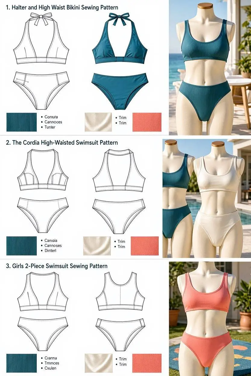 18 Stylish & Free Bikini Sewing Patterns for Every Body Type 2 Bikini Sewing Patterns For Womens
