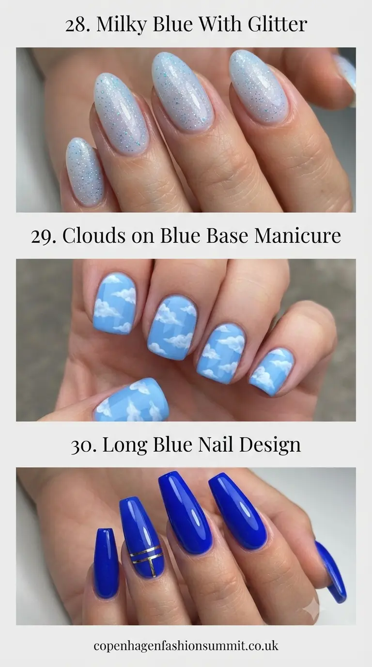 Dreamy Blue Sky Nails: 36 Airy & Carefree Manicures to Try 11 Blue Sky Nails Ideas Part 10