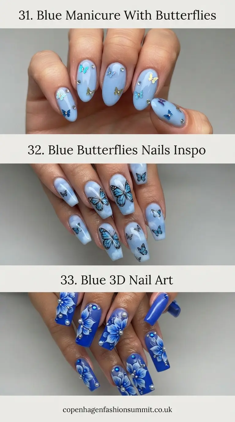 Dreamy Blue Sky Nails: 36 Airy & Carefree Manicures to Try 12 Blue Sky Nails Ideas Part 11