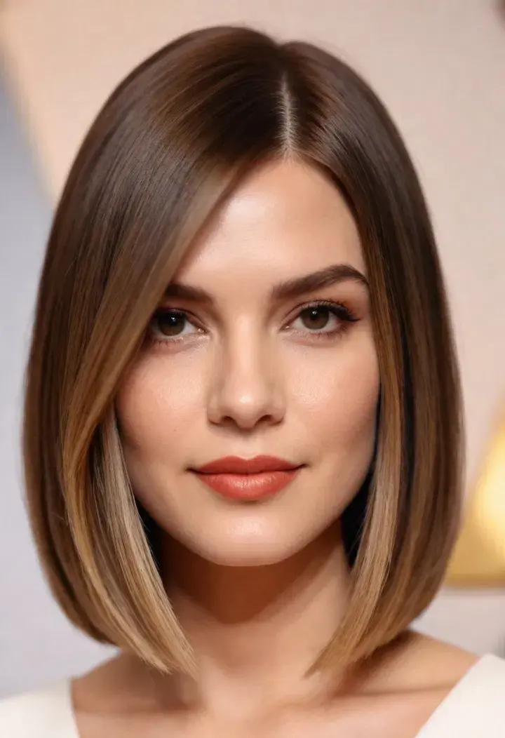 Blunt Lob haircut for round face