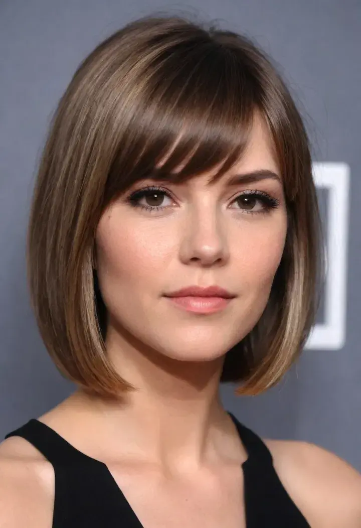 Bob with Side-Swept Bangs for medium length hairstyle