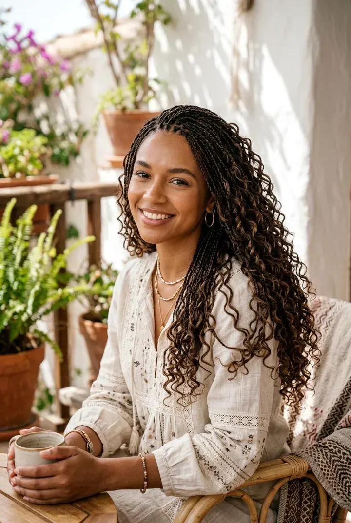 Boho Micro Braids hairstyle