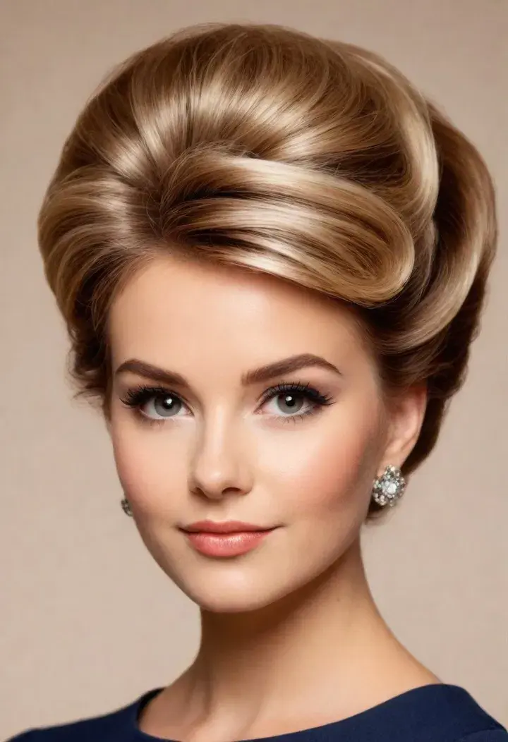 Bouffant hairstyle for round face