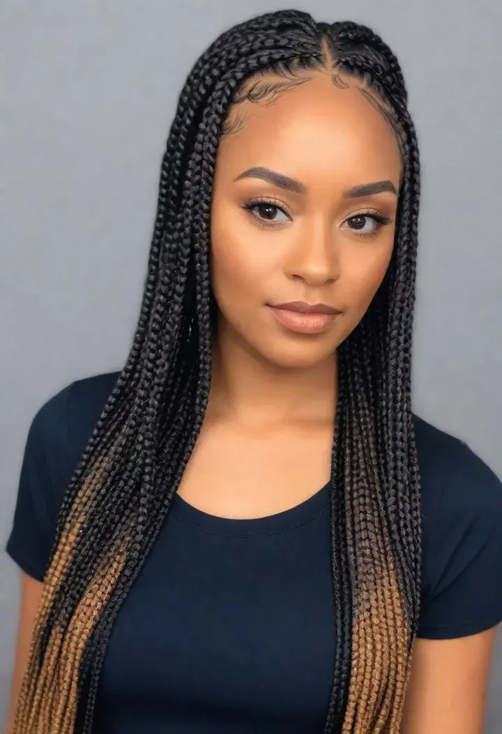 Box Braids hairstyle for round face