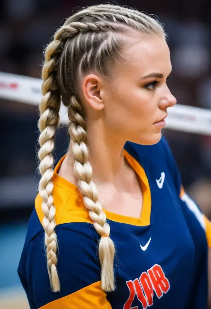 Boxer Braids volleyball haircut