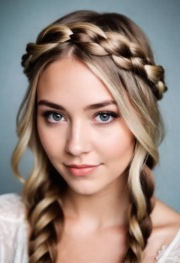 Braided Crown haircut for round face