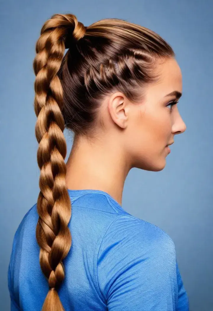 . Braided Ponytail volleyball haircut