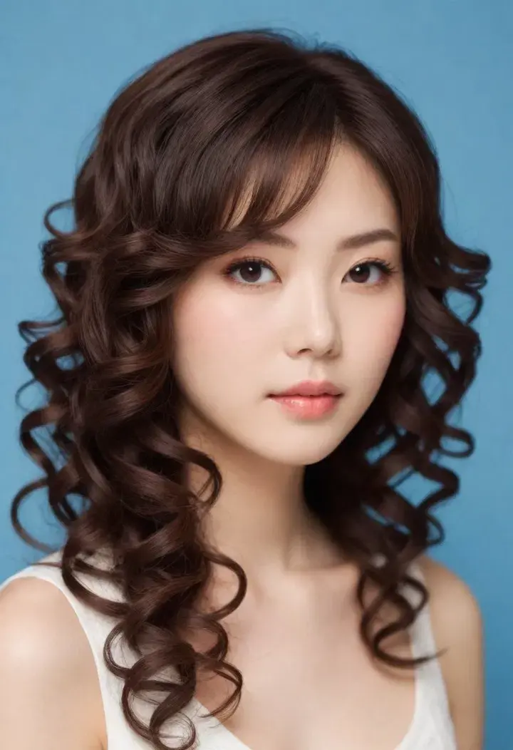 Cascading Curls Japanese hairstyle