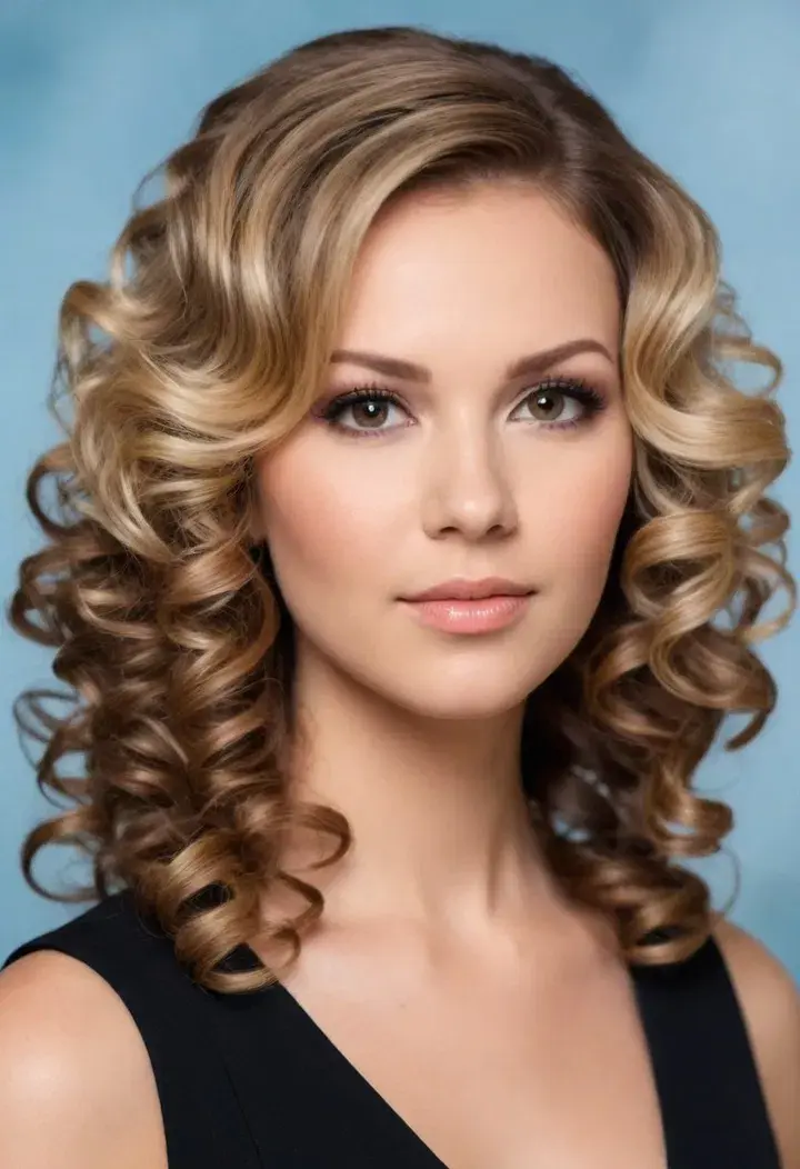 Cascading Curls haircut for round face
