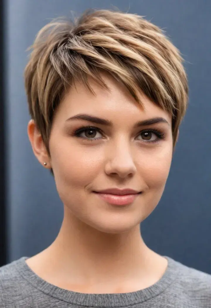  Choppy Pixie hairstyle for round face