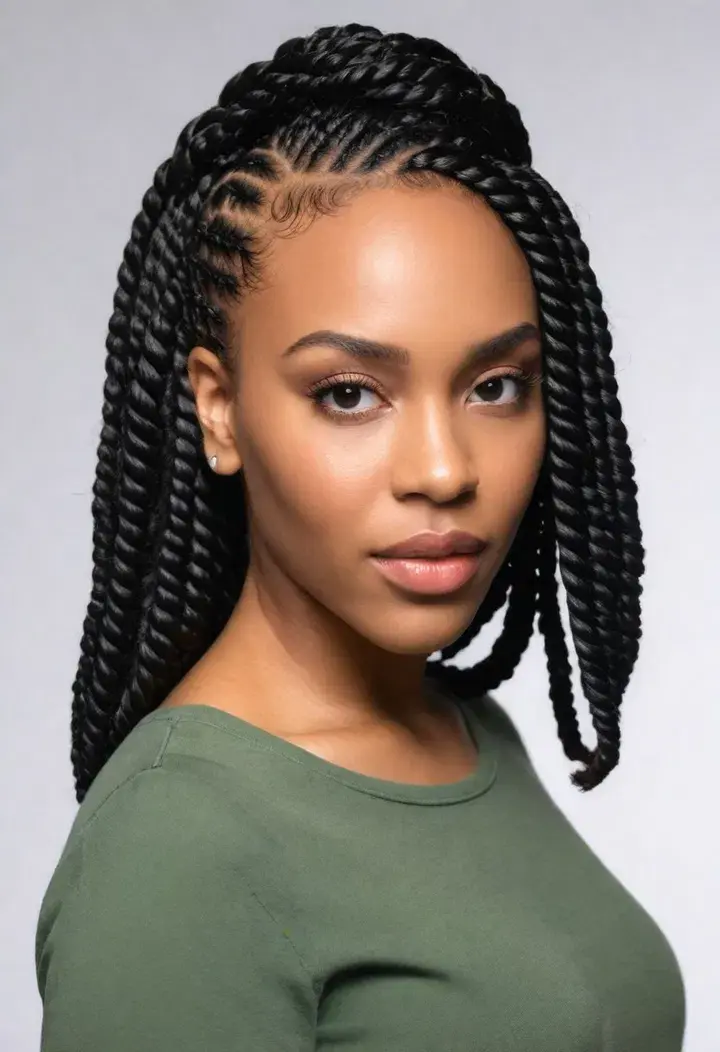Chunky Flat Twists hairstyle for women