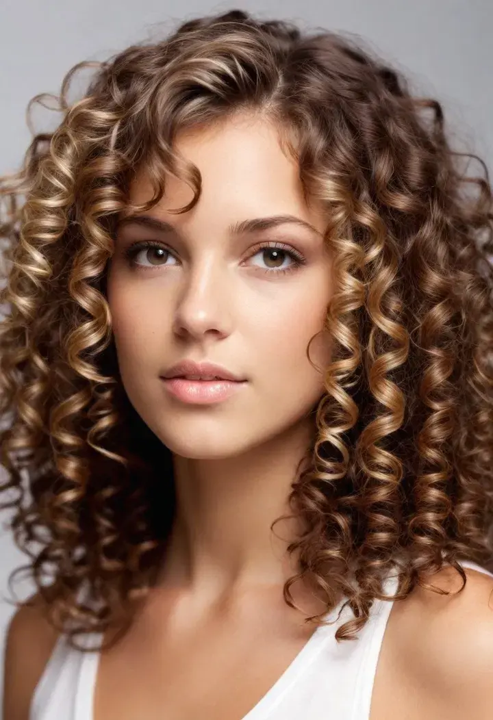 Curly Hair with Highlights Hairstyle