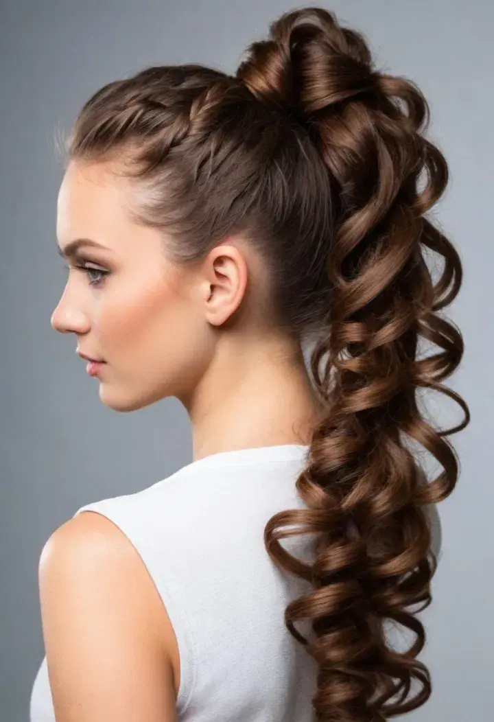Curly Ponytail with a Twist Hairstyle