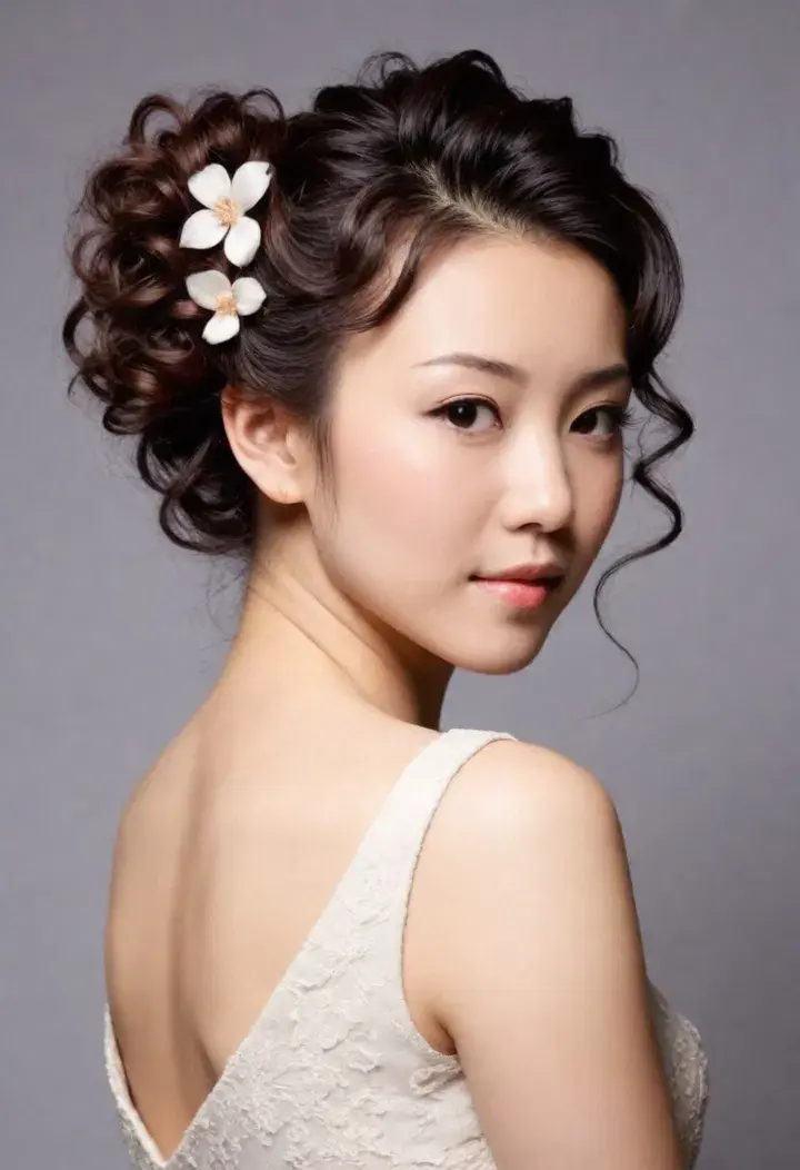 Curly Updo Japanese hairstyle