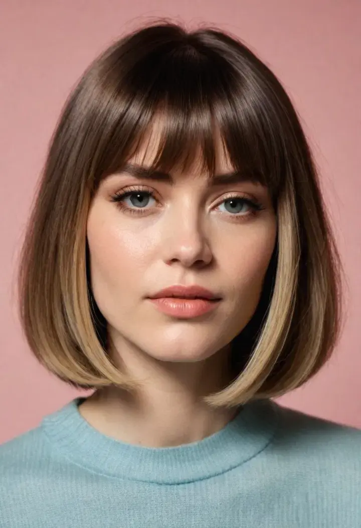 Curtain Bangs with a Bob Short Hairstyle For Women