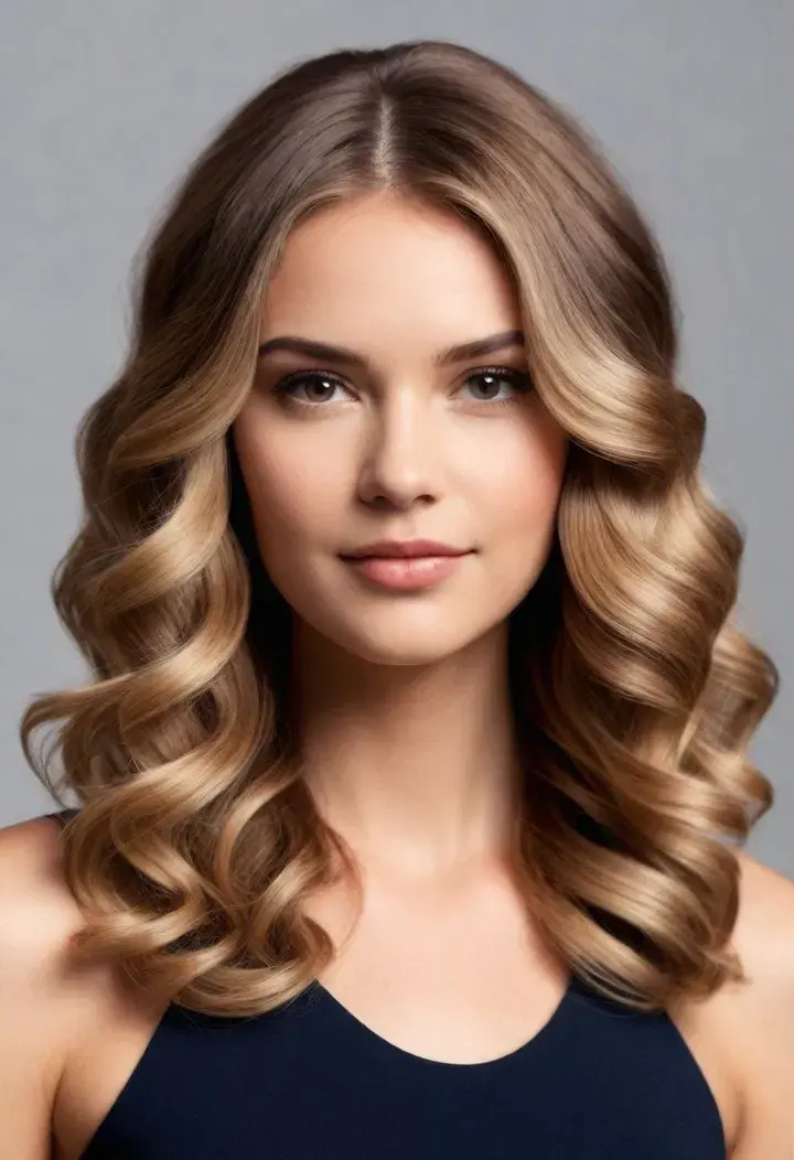 Defined Waves hairstyle for round face