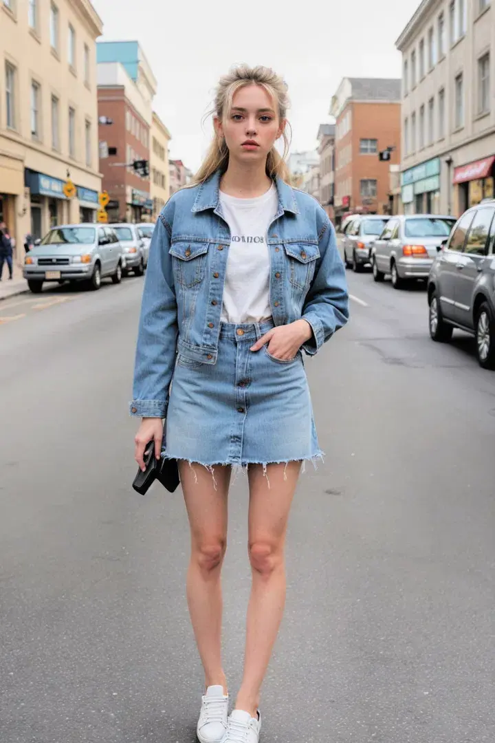  Denim Jacket and Skirt Set