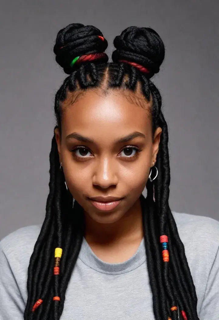 Dreadlock Space Buns Hairstyle