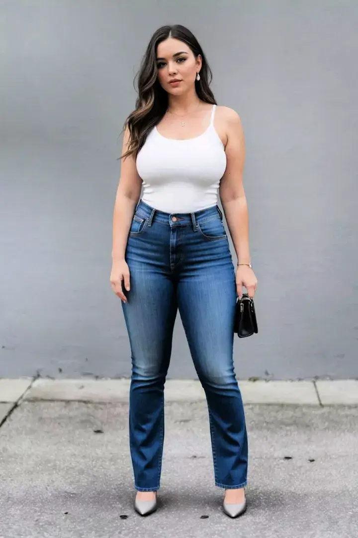Flared Jeans with a Fitted Top