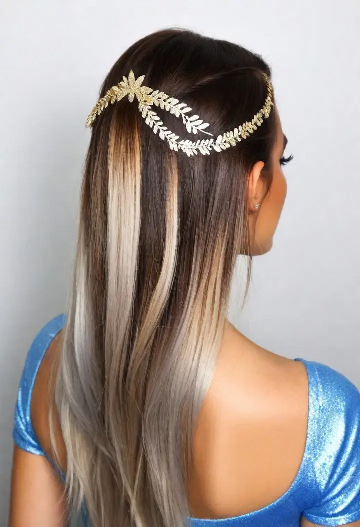 Glitter Roots Half Up Half Down Hairstyle For Women 