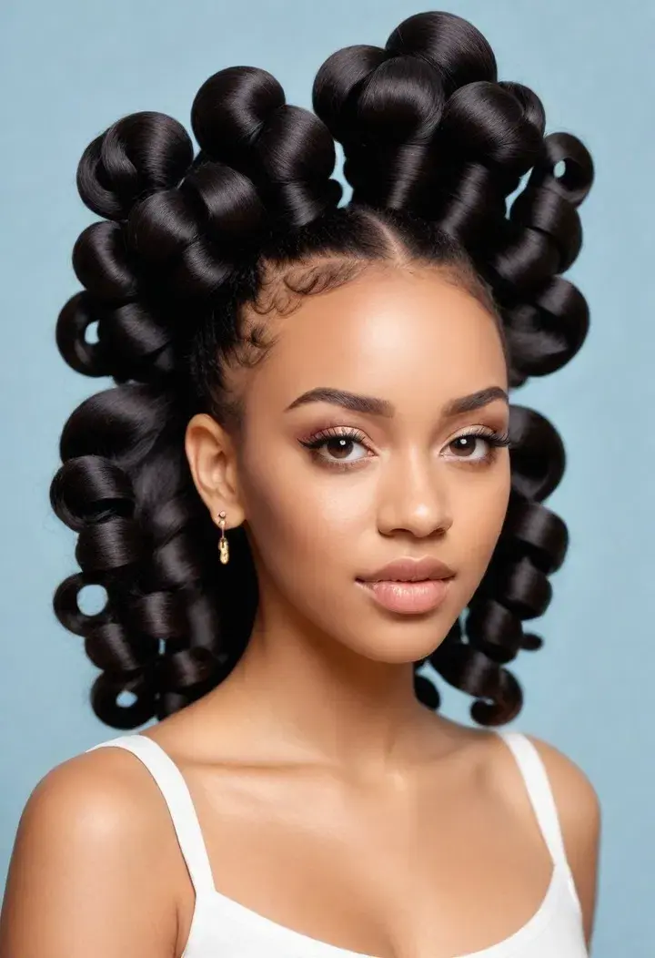  Half-Up, Half-Down Bantu Knots hairstyle for black women