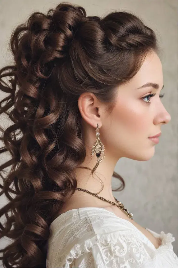  Half-Up, Half-Down Curls Victorial Hairstyle