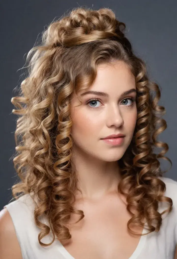 Half Up Half Down for Curly Hairstyle