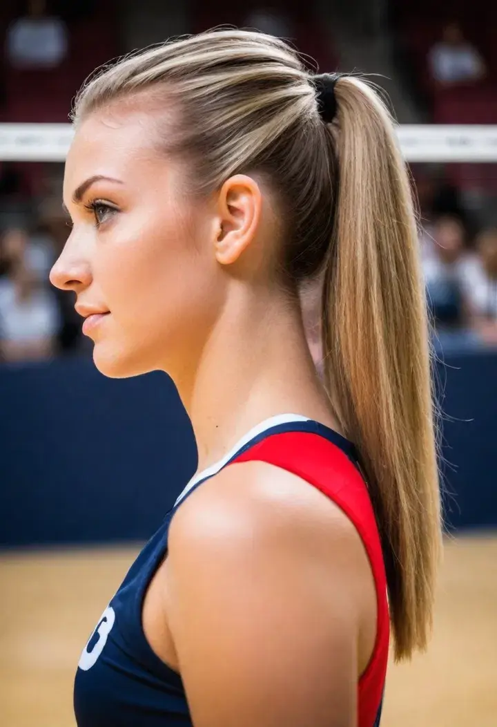 Half-Up Half-Down volleyball haircut
