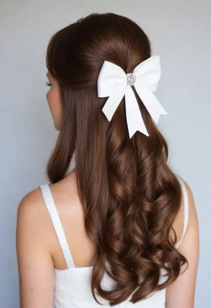 Half Up Half Down with Accessories Hairstyle For Women 