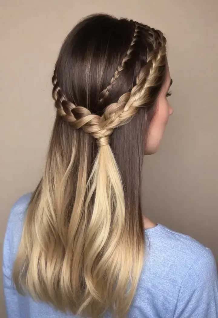 Half Up Half Down with Braided Detail Hairstyle For Women 