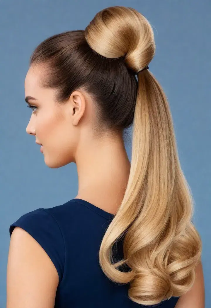 Half Up Half Down with Bubble Ponytail Hairstyle