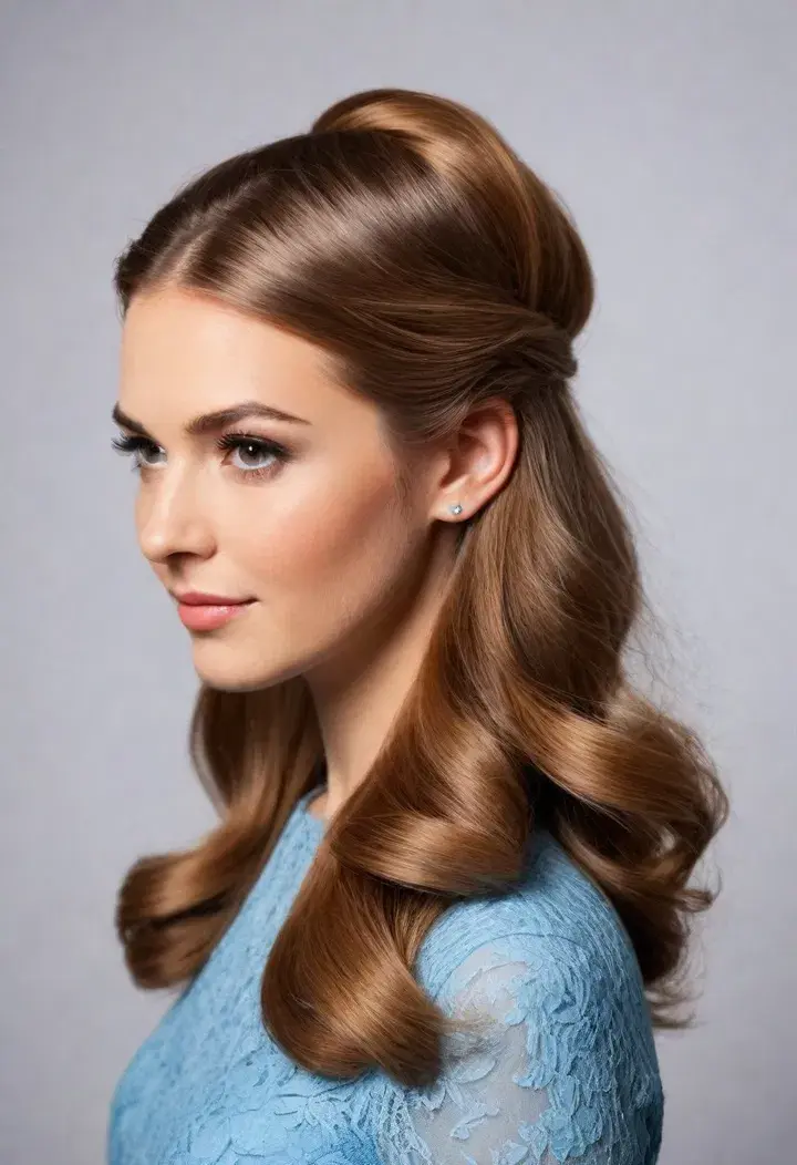 Half Up Half Down with Bump Hairstyle For Women 