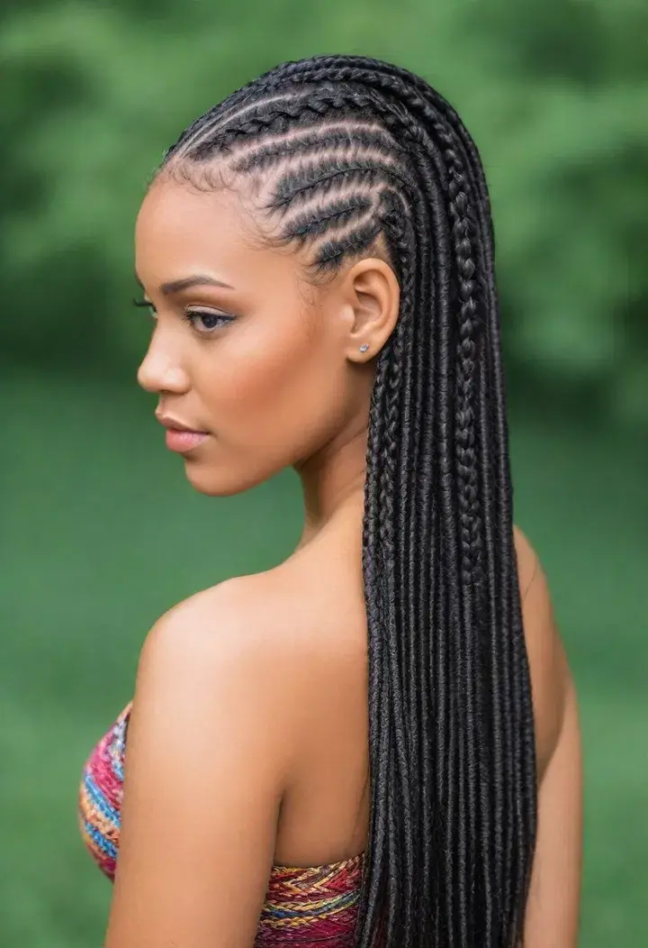 Half Up Half Down with Cornrows Hairstyle