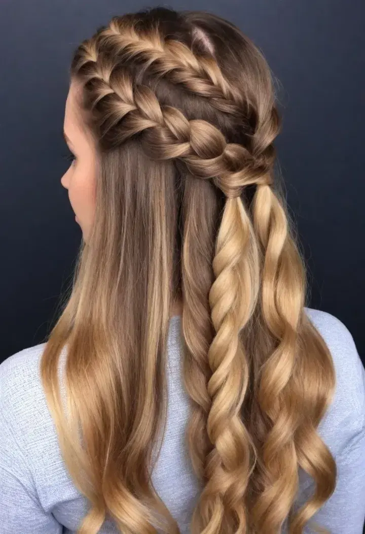 Half Up Half Down with Dutch Braid Hairstyle For Women 