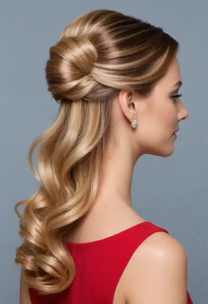 Half Up Half Down with French Twist Hairstyle