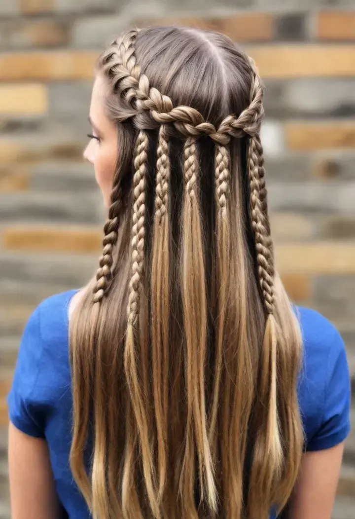 Half Up Half Down with Mini Braids Hairstyle