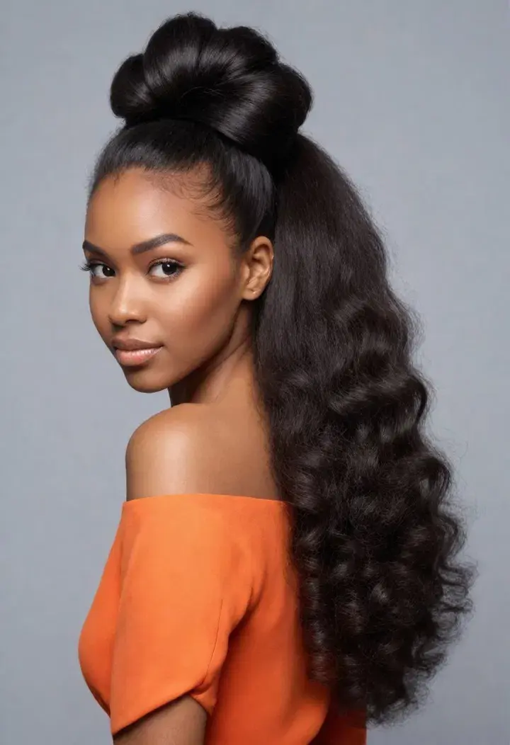 Half Up Half Down with Puff Hairstyle For Women 