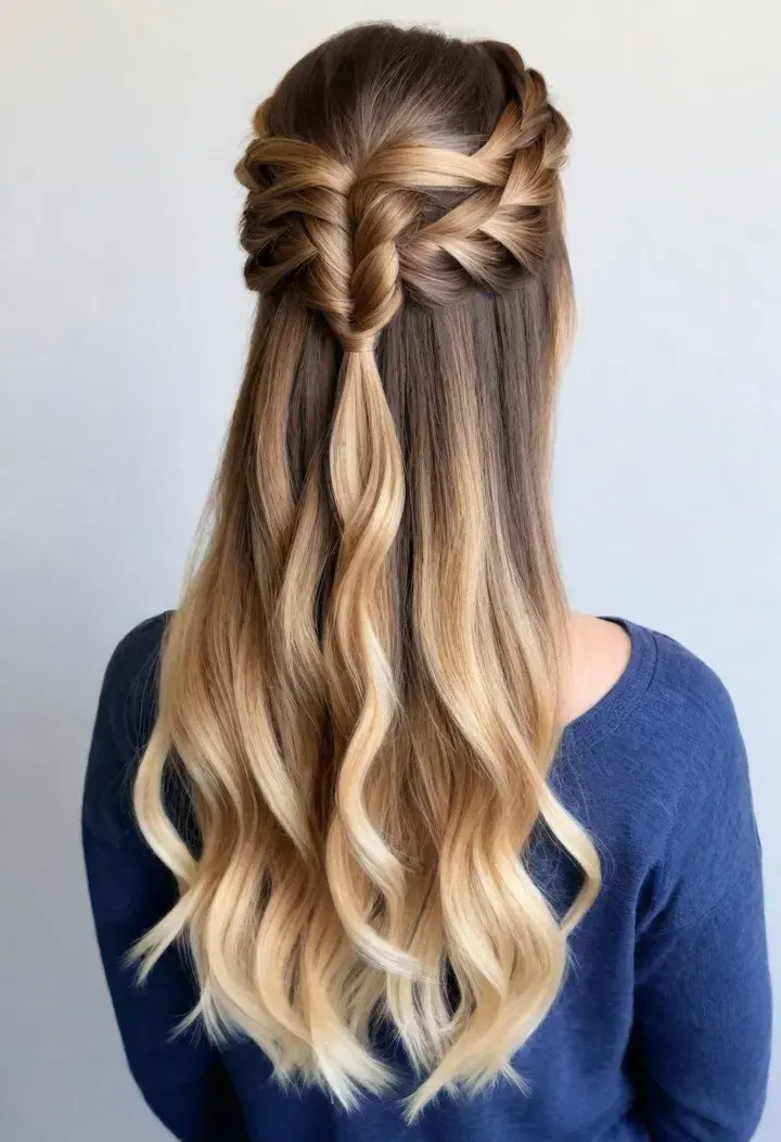 Half Up Half Down with Pull-Through Braid Hairstyle