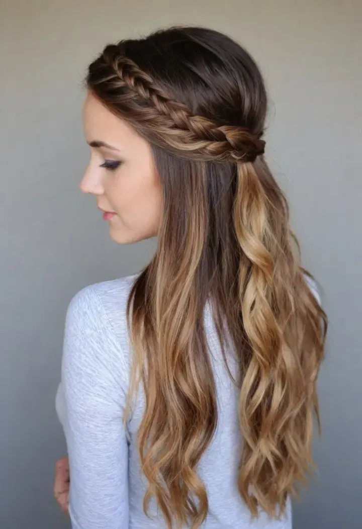 Half Up Half Down with Side Braid Hairstyle