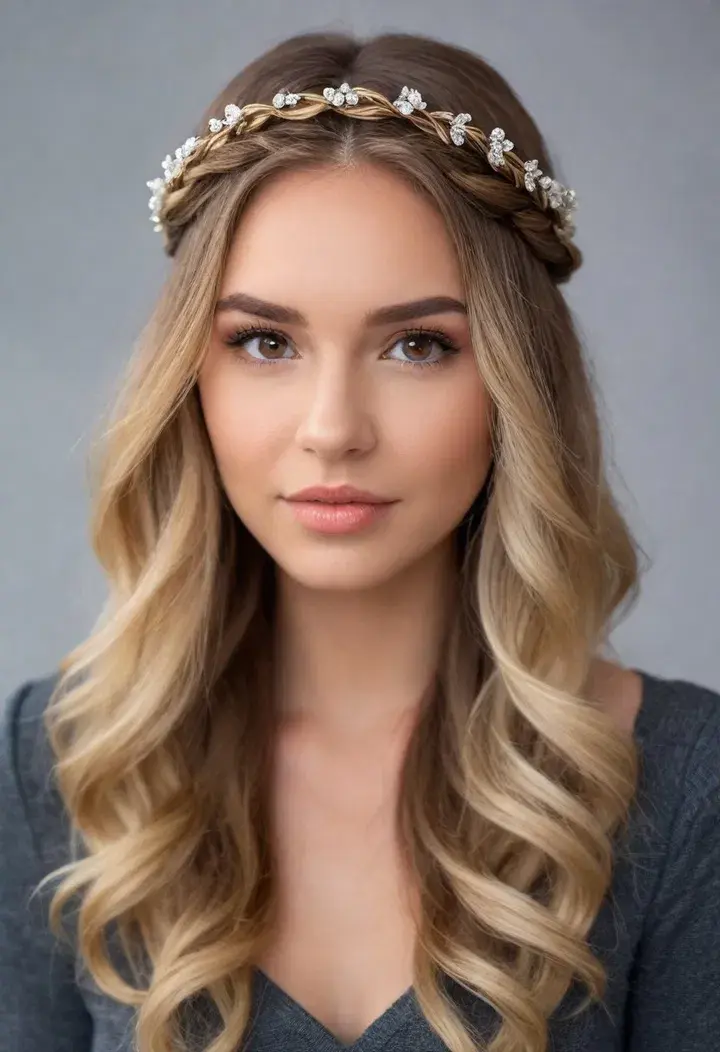 Half Up Half Down with Twisted Halo Hairstyle