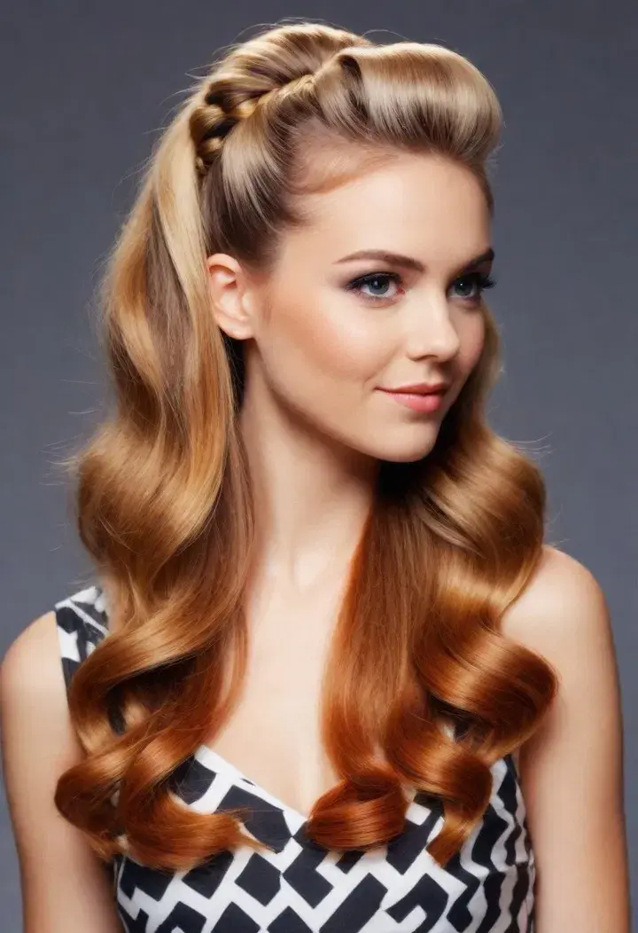Half Up Half Down with Zigzag Part Hairstyle For Women 
