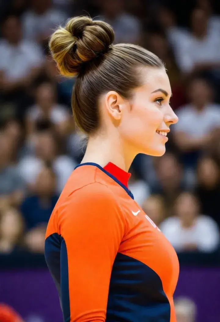 High Bun volleyball haircut