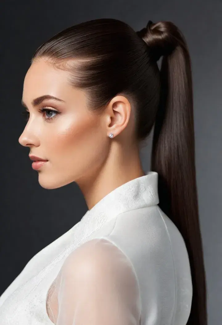 High Sleek Ponytail Wedding Hairstyle