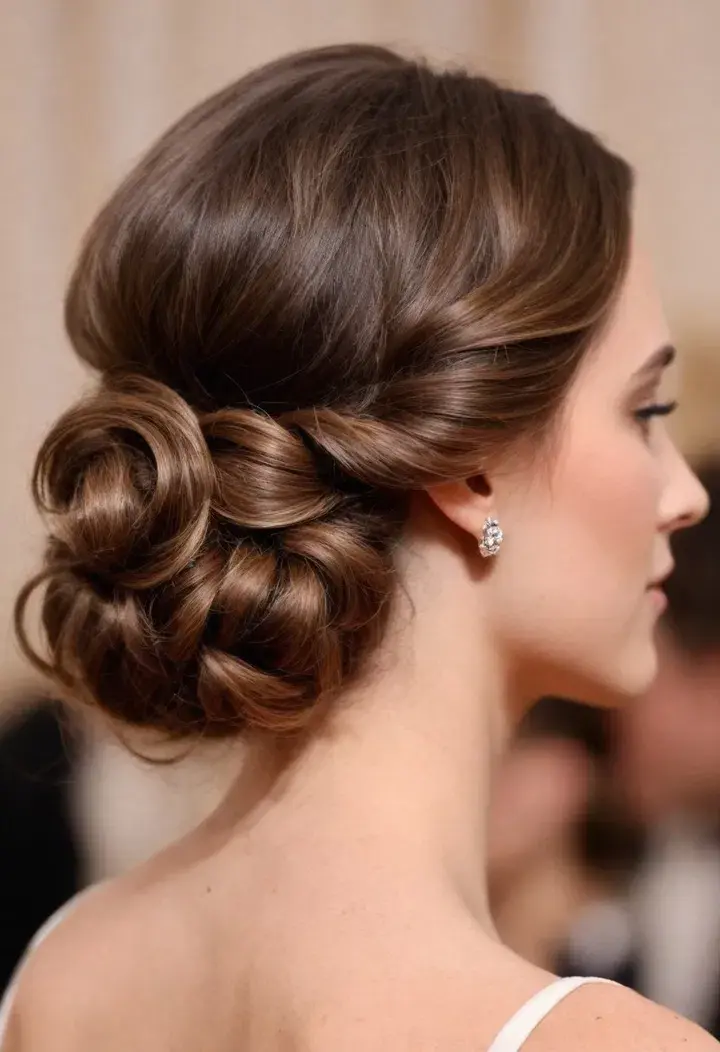 Low Bun with Loose Curls Hairstyle