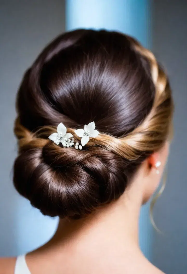 Low Twisted Bun Wedding Hairstyle